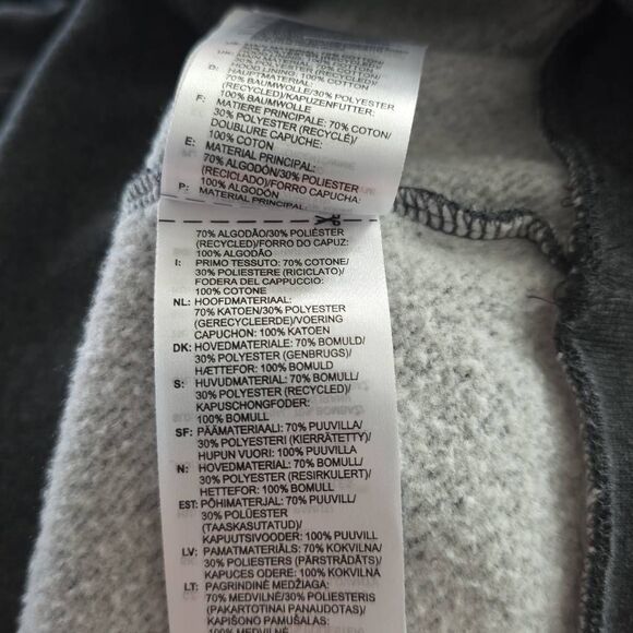 Adidas Men's Size Small Charcoal Gray Black 3 Stripe Logo Hoodie - Picture 3 of 5